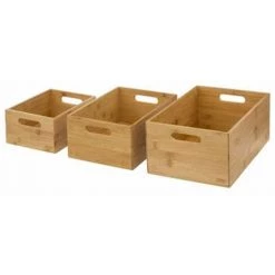 FIVE SIMPLY SMART Lot De 3 Paniers Déco "Bambou" 36cm Naturel