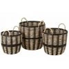 Paris Prix - Lot De 3 Paniers Déco "corono" 41cm Noir & Naturel -Petit rangement Soldes Magasin 57078694 1