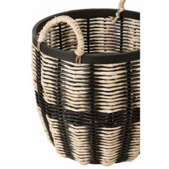 Paris Prix - Lot De 3 Paniers Déco "corono" 41cm Noir & Naturel -Petit rangement Soldes Magasin 57078694 3