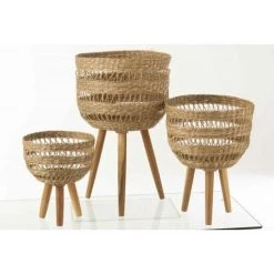 Paris Prix - Lot De 3 Paniers Sur Pied "zostère" 60cm Naturel 10 Paris Prix - Lot De 3 Paniers Sur Pied "zostère" 60cm Naturel -Petit rangement Soldes Magasin 57078853 4