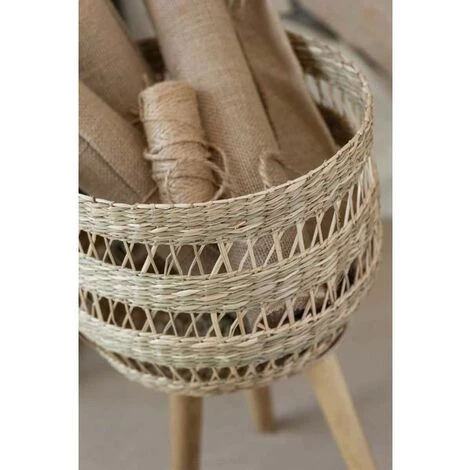Paris Prix - Lot De 3 Paniers Sur Pied "zostère" 60cm Naturel 7 Paris Prix - Lot De 3 Paniers Sur Pied "zostère" 60cm Naturel – Image 5