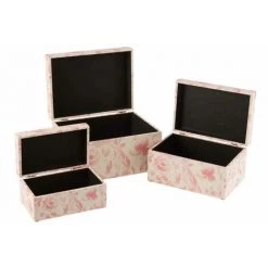 Paris Prix - Lot De 3 Boîtes Déco "motif Fleurs" 35cm Rose -Petit rangement Soldes Magasin 57079945 2