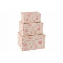 Paris Prix - Lot De 3 Boîtes Déco "motif Fleurs" 35cm Rose -Petit rangement Soldes Magasin 57079945 3