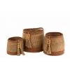 Paris Prix - Lot De 3 Paniers Déco "perles" 39cm Naturel & Brun