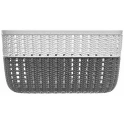 FIVE SIMPLY SMART Panier De Rangement "Bicolore" 3,5L Blanc & Gris -Petit rangement Soldes Magasin 57080093 2