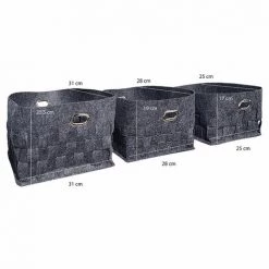 MEUBLETMOI Lot 3 Petits Paniers Multifonction En Feutre Gris Anthracite - CESTO - Gris 11 MEUBLETMOI Lot 3 Petits Paniers Multifonction En Feutre Gris Anthracite - CESTO - Gris -Petit rangement Soldes Magasin 57230921 5
