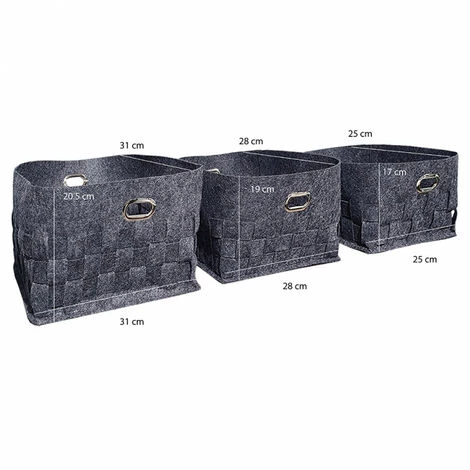 MEUBLETMOI Lot 3 Petits Paniers Multifonction En Feutre Gris Anthracite - CESTO - Gris 7 MEUBLETMOI Lot 3 Petits Paniers Multifonction En Feutre Gris Anthracite - CESTO - Gris – Image 5