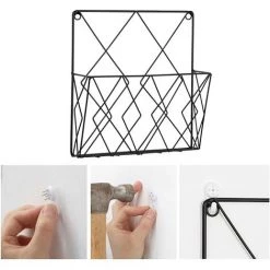 Fei Yu Montage Mural Porte-revues Mural Porte-revues Porte-revues Suspendu Journal De Stockage Organisateur Métal Fil Noir Décoration Shelf Fichiers -Petit rangement Soldes Magasin 57338298 3