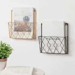 Fei Yu Montage Mural Porte-revues Mural Porte-revues Porte-revues Suspendu Journal De Stockage Organisateur Métal Fil Noir Décoration Shelf Fichiers -Petit rangement Soldes Magasin 57338298 4