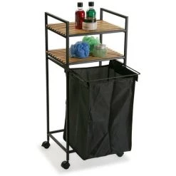 Versa Willow Meuble Pour La Salle De Bain, 89,5x32,5x39cm - Noir -Petit rangement Soldes Magasin 57582752 2