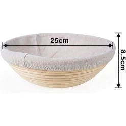 TINOR Banneton Rond, Brotform Avec Doublure En Lain, Corbeille à Pain Rond, Panier De Fermentation Pour Pain, Jusqu’à 0,9kg De Pâte, Ø 25 Cm -Petit rangement Soldes Magasin 57643793 4