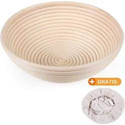 TINOR Banneton Rond, Brotform Avec Doublure En Lain, Corbeille à Pain Rond, Panier De Fermentation Pour Pain, Jusqu’à 0,9kg De Pâte, Ø 25 Cm -Petit rangement Soldes Magasin 57643793 5