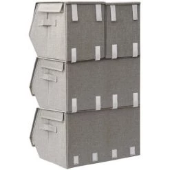 TRUE DEAL Boîtes De Rangement Empilables 4 Pcs Tissu Gris -Petit rangement Soldes Magasin 57833123 5
