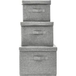 TRUE DEAL Boîtes De Rangement Empilables 3 Pcs Tissu Gris -Petit rangement Soldes Magasin 57833669 4