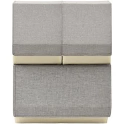 TRUE DEAL Boîtes De Rangement Empilables 3 Pcs Tissu Gris Et Crème -Petit rangement Soldes Magasin 57840644 4