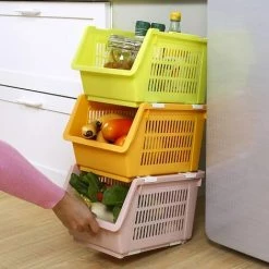 HKLFFJA Panier De Rangement Carré En Plastique Pour Fruits Et Légumes, Le Panier De Vidange Creux Peut Stocker Des Articles De Toilette, De La Nourriture, Etc,Oka -Petit rangement Soldes Magasin 57881718 3