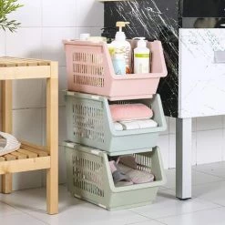 HKLFFJA Panier De Rangement Carré En Plastique Pour Fruits Et Légumes, Le Panier De Vidange Creux Peut Stocker Des Articles De Toilette, De La Nourriture, Etc,Oka -Petit rangement Soldes Magasin 57881718 4