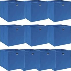 INLIFE Boîtes De Rangement 10 Pcs Bleu 32x32x32 Cm Tissu