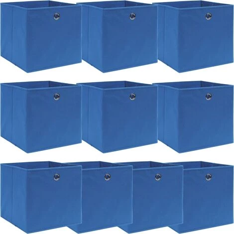 INLIFE Boîtes De Rangement 10 Pcs Bleu 32x32x32 Cm Tissu 3 INLIFE Boîtes De Rangement 10 Pcs Bleu 32x32x32 Cm Tissu