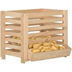 INLIFE Boîte à Pommes De Terre 60x40x50 Cm Bois De Pin Solide