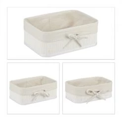 Relaxdays Panier De Rangement En Bambou Et Tissu, Lot De 3, Corbeilles Salle De Bain, 3 Tailles Différentes, Blanc 8 Relaxdays Panier De Rangement En Bambou Et Tissu, Lot De 3, Corbeilles Salle De Bain, 3 Tailles Différentes, Blanc -Petit rangement Soldes Magasin 58121483 2