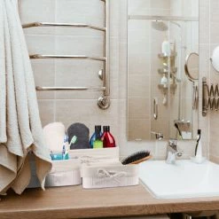 Relaxdays Panier De Rangement En Bambou Et Tissu, Lot De 3, Corbeilles Salle De Bain, 3 Tailles Différentes, Blanc 9 Relaxdays Panier De Rangement En Bambou Et Tissu, Lot De 3, Corbeilles Salle De Bain, 3 Tailles Différentes, Blanc -Petit rangement Soldes Magasin 58121483 3