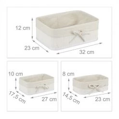 Relaxdays Panier De Rangement En Bambou Et Tissu, Lot De 3, Corbeilles Salle De Bain, 3 Tailles Différentes, Blanc 11 Relaxdays Panier De Rangement En Bambou Et Tissu, Lot De 3, Corbeilles Salle De Bain, 3 Tailles Différentes, Blanc -Petit rangement Soldes Magasin 58121483 5