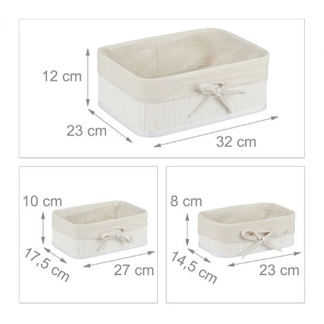 Relaxdays Panier De Rangement En Bambou Et Tissu, Lot De 3, Corbeilles Salle De Bain, 3 Tailles Différentes, Blanc 7 Relaxdays Panier De Rangement En Bambou Et Tissu, Lot De 3, Corbeilles Salle De Bain, 3 Tailles Différentes, Blanc – Image 5