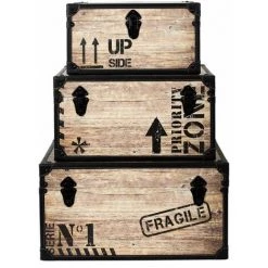 ALTOBUY ROMINA - Lot De 3 Malles De Rangement Industrielles - Rose