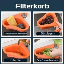 OUSUDELA 4PCS Panier De Filtre Triangulaire,Panier D'évier En Forme De Cygne,Étagère De Vidange D'évier Triangulaire,Évier à Panier De Vidange Polyvalent,Panier Triangulaire Pour évier De Cuisine -Petit rangement Soldes Magasin 58159782 3