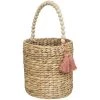 Atmosphera - Panier De Rangement En Jacinthe Et Bois Avec Pompons H 44 Cm -Petit rangement Soldes Magasin 58195683 1