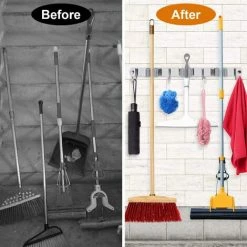 LTS FAFA Porte-balai Mural Avec 3 Emplacements Et 4 Crochets à Balai Pour Cuisine, Buanderie, Jardin, Garage -Petit rangement Soldes Magasin 58255151 4