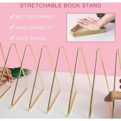 LTS FAFA Porte-documents Triangulaire Réglable à 11 Treillis Pour Livres, Magazines, Journaux En Métal, Organiseur De Bureau, Organiseur De Bureau Pour Disque Vinyle (or Rose) -Petit rangement Soldes Magasin 58255237 5