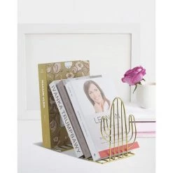 BARES Serre-Livre Metal, 1 Paires Serre-Livres Enfants, Cactus Serre-Livres Design, Pour Bureaux ,Décoratifs , Étagères,Écoles Et Librairie (Doré) -Petit rangement Soldes Magasin 58282509 4
