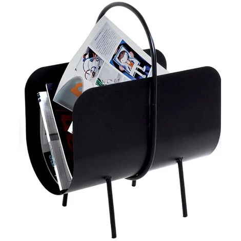 Porte Revues En Métal Laqué Noir - Longueur 37 X Hauteur 47 X Profondeur 22 Cm -PEGANE- 5 Porte Revues En Métal Laqué Noir - Longueur 37 X Hauteur 47 X Profondeur 22 Cm -PEGANE- – Image 3