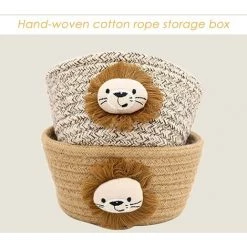 TINOR Paniers De Rangement De Corde De Coton, Panier De Tri De Débris De Dessus De Table Tissé De Corde De Coton De Motif Animal Pour Des Collations Télécommandées Cosmétiques De Papeterie,Yellow -Petit rangement Soldes Magasin 58345517 5