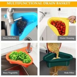 TINOR Lot De 4 Panier De Vidange, Passoire Cuisine Avec Brosse à Vaisselle, Swan Drain Basket, Kitchen Sink Drain, Égouttoir De Cuisine Pour Pâtes, Fruits, Légumes