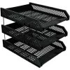 GRID COOL 3 Plateaux En Plastique Organisateur De Fichiers De Bureau Noir Vertical Document Bac à Lettres Organisateur Empilable Trieur Porte-fichier Avec Organisateur De Tiroir Pour Bureau Maison -Petit rangement Soldes Magasin 58347518 1