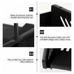 GRID COOL 3 Plateaux En Plastique Organisateur De Fichiers De Bureau Noir Vertical Document Bac à Lettres Organisateur Empilable Trieur Porte-fichier Avec Organisateur De Tiroir Pour Bureau Maison -Petit rangement Soldes Magasin 58347518 5