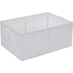 DéCOSHOP26 Panier De Stockage Panier Décoration Rangement Accessoires Salle De Bain Maquillage 14x31x23 Cm Blanc - Or