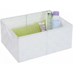 DéCOSHOP26 Panier De Stockage Panier Décoration Rangement Accessoires Salle De Bain Maquillage 14x31x23 Cm Blanc - Or -Petit rangement Soldes Magasin 58492393 5