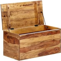 INLIFE Coffre De Rangement 80 X 40 X 40 Cm Bois Massif De Sesham - Brun -Petit rangement Soldes Magasin 58692530 3