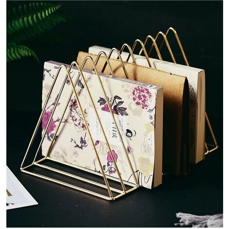 ENLENK Porte-revues En Acier En Forme De Triangle Pour Revues Ou Documents Doré Rose 3 ENLENK Porte-revues En Acier En Forme De Triangle Pour Revues Ou Documents Doré Rose