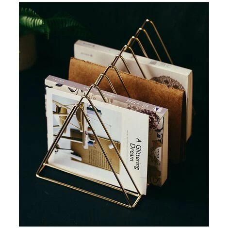 ENLENK Porte-revues En Acier En Forme De Triangle Pour Revues Ou Documents Doré Rose 7 ENLENK Porte-revues En Acier En Forme De Triangle Pour Revues Ou Documents Doré Rose – Image 5