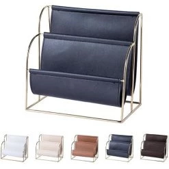 ENLENK Métal Cuir PU Porte-Magazines, Porte- Journaux, Porte-revues En Métal Pour Magazines, Journaux Ou Magazines, Porte-revues Pour La Salle De Bain, Cuisine, Toilette (Noir)