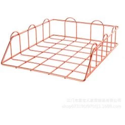 ENLENK 2 Empilable A4 Corbeille A Courrier, Range Trieur Document Papier Multifonctions Metal Organisateur De Bureau - Rose Gold