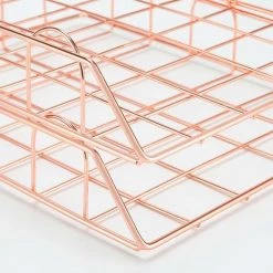 ENLENK 2 Empilable A4 Corbeille A Courrier, Range Trieur Document Papier Multifonctions Metal Organisateur De Bureau - Rose Gold -Petit rangement Soldes Magasin 58843407 5