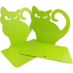 ENLENK Serre-livres En Métal Chat Vert 2 Pièces