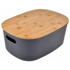 Paris Prix - Boîte De Rangement "bambou" 18l Anthracite