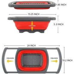 DKSFJKL L'évier Passoire Pliable, Poignées Extensibles Pour Fruits Et Légumes, Pliable à Poser Au-Dessus Du Lavabo -Petit rangement Soldes Magasin 59124514 3
